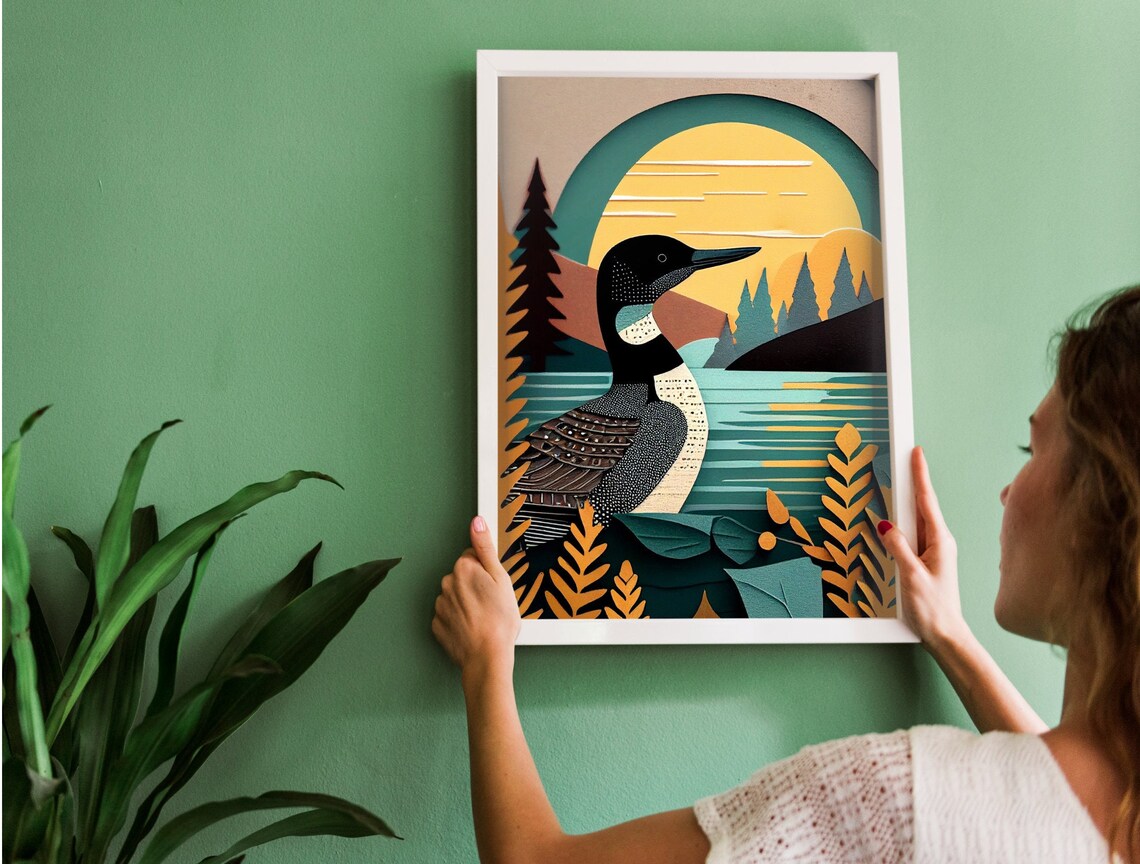 Vintage Loon Print, Minnesota Lake House Art Poster - Image 5