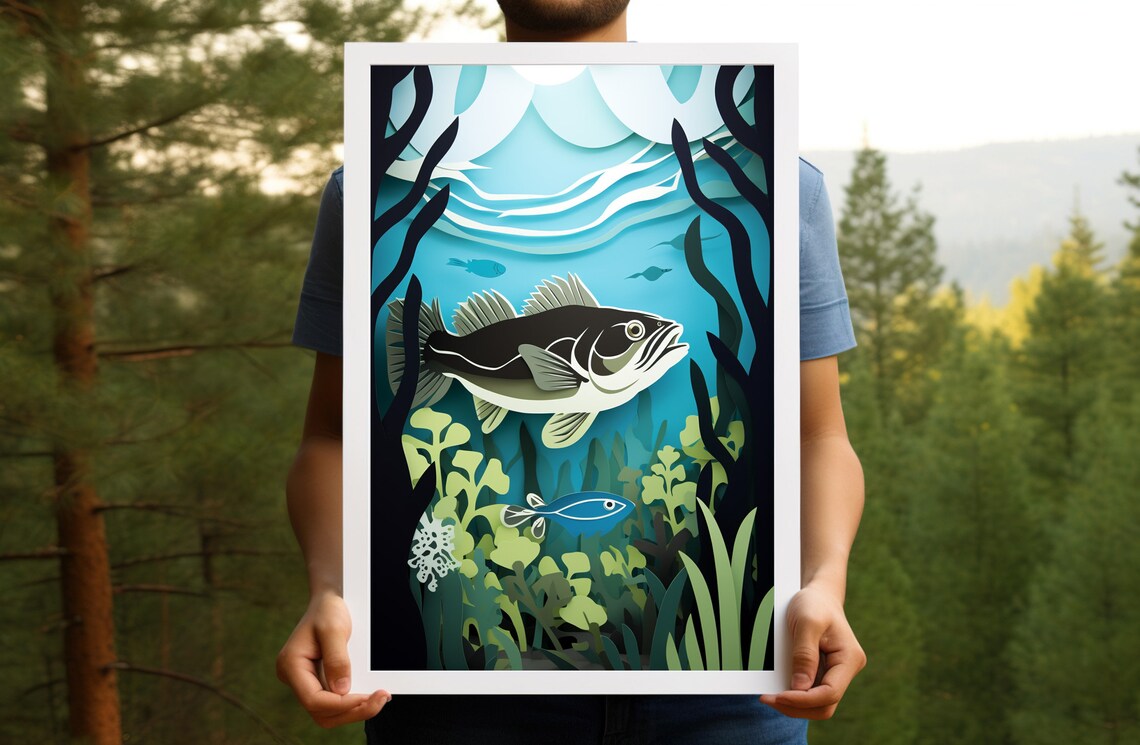 Vintage Walleye Paper Style Print, Northern Minnesota - Image 2