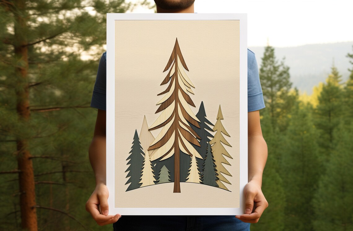 Vintage Pine Trees Art Print, Minnesota Lake Superior - Image 2