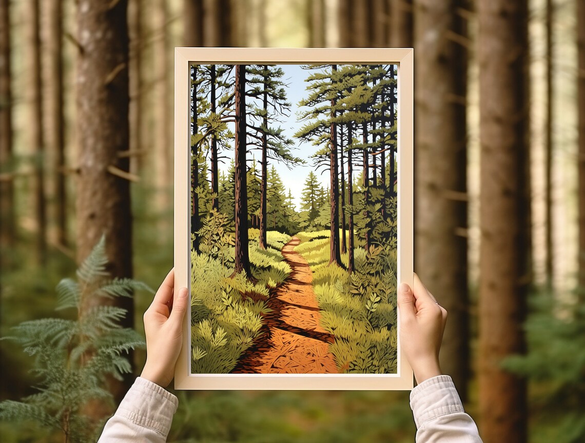 Vintage Forest Trail Print, Minnesota Lake Superior