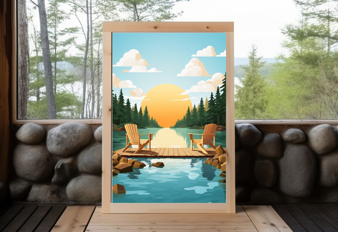 Sunny Day Adirondack Chairs, Rustic Cabin Poster - Image 2