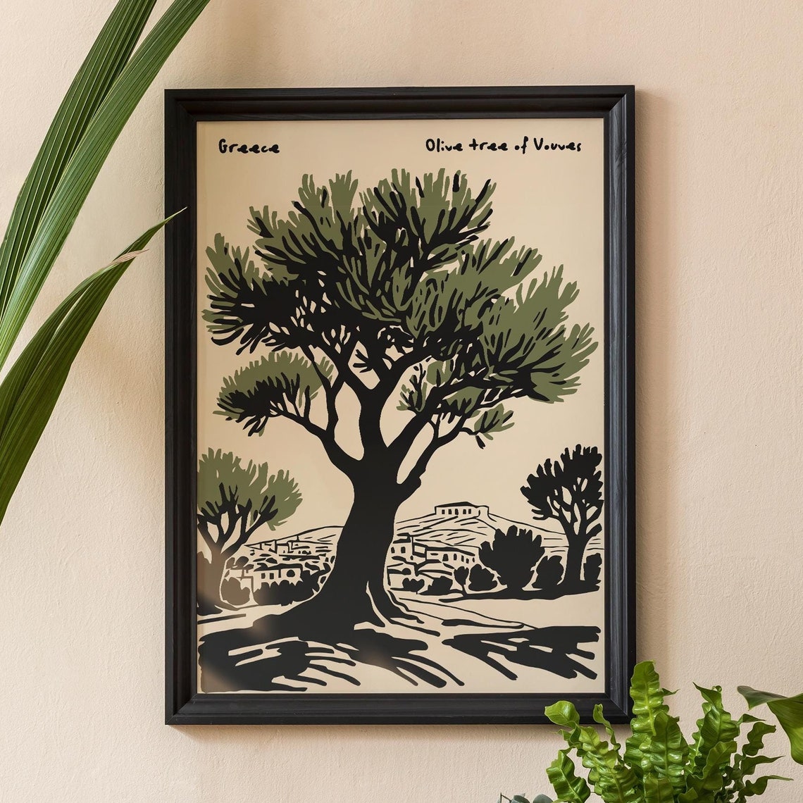 Olive Tree of Vouves Ancient Greece Vintage Landscape Art Poster