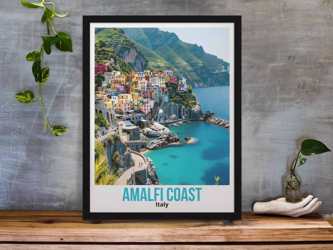 Amalfi Coast Travel Poster, Italy Mediterranean Landscape - Image 4