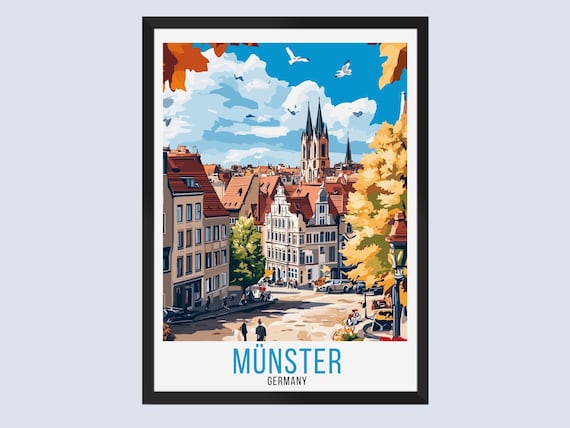 Mnster Germany Travel Poster, Europe Wall Art Print