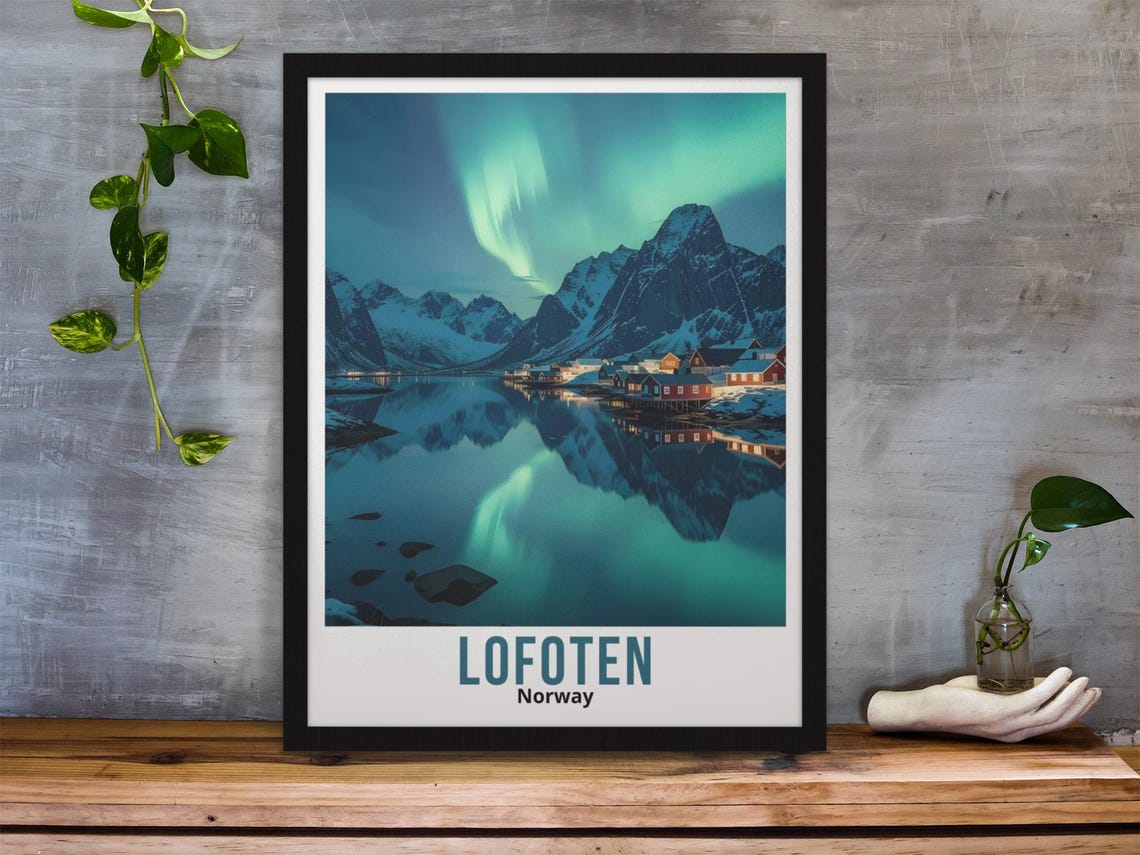 Lofoten Norway Travel Poster Lofoten Norway Wall Art Lofoten Norway Travel Print Lofoten Norway Home Decor Lofoten Norway Northern Light - Image 4