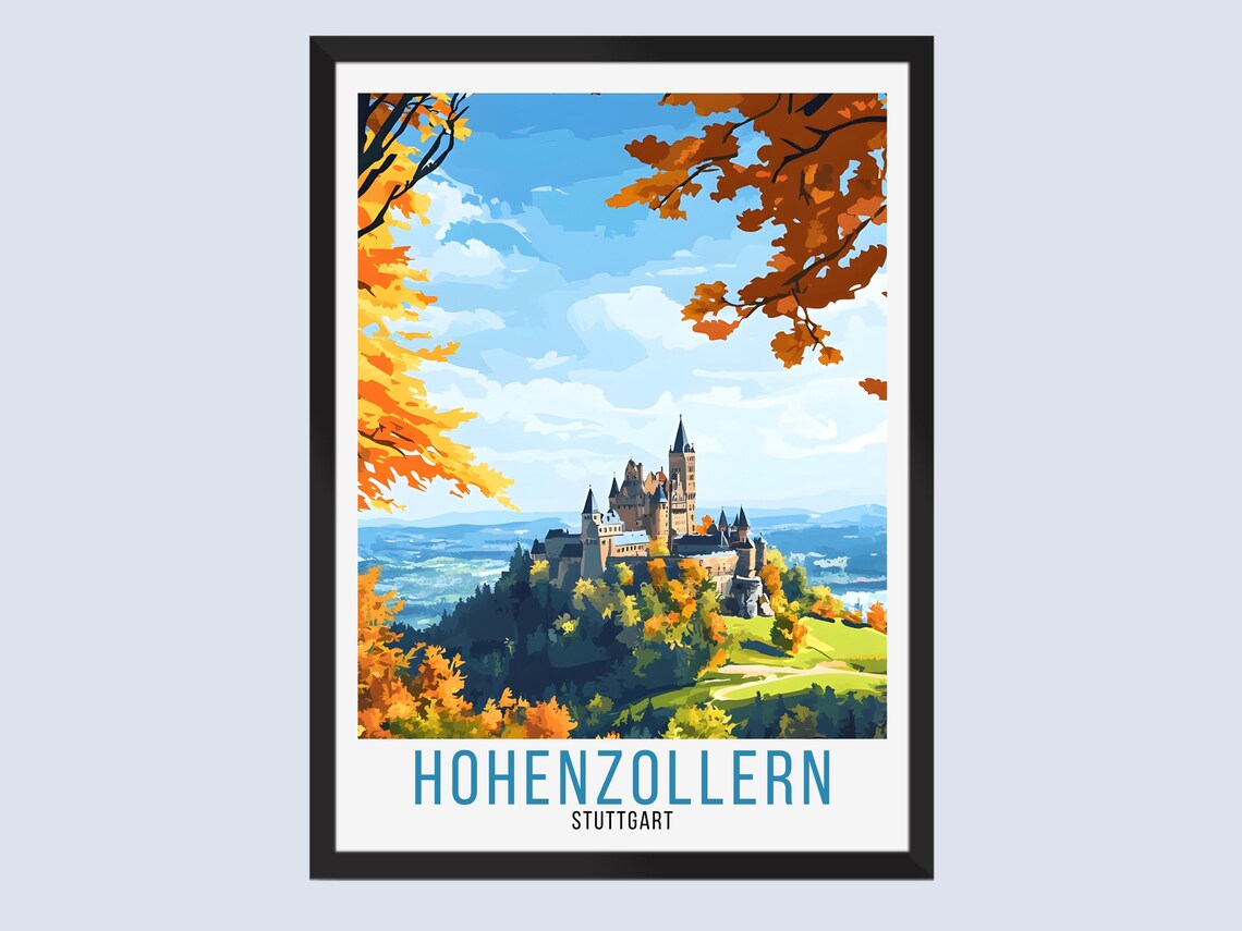 Hohenzollern Castle Autumn Forest Hilltop Scenic Travel Poster