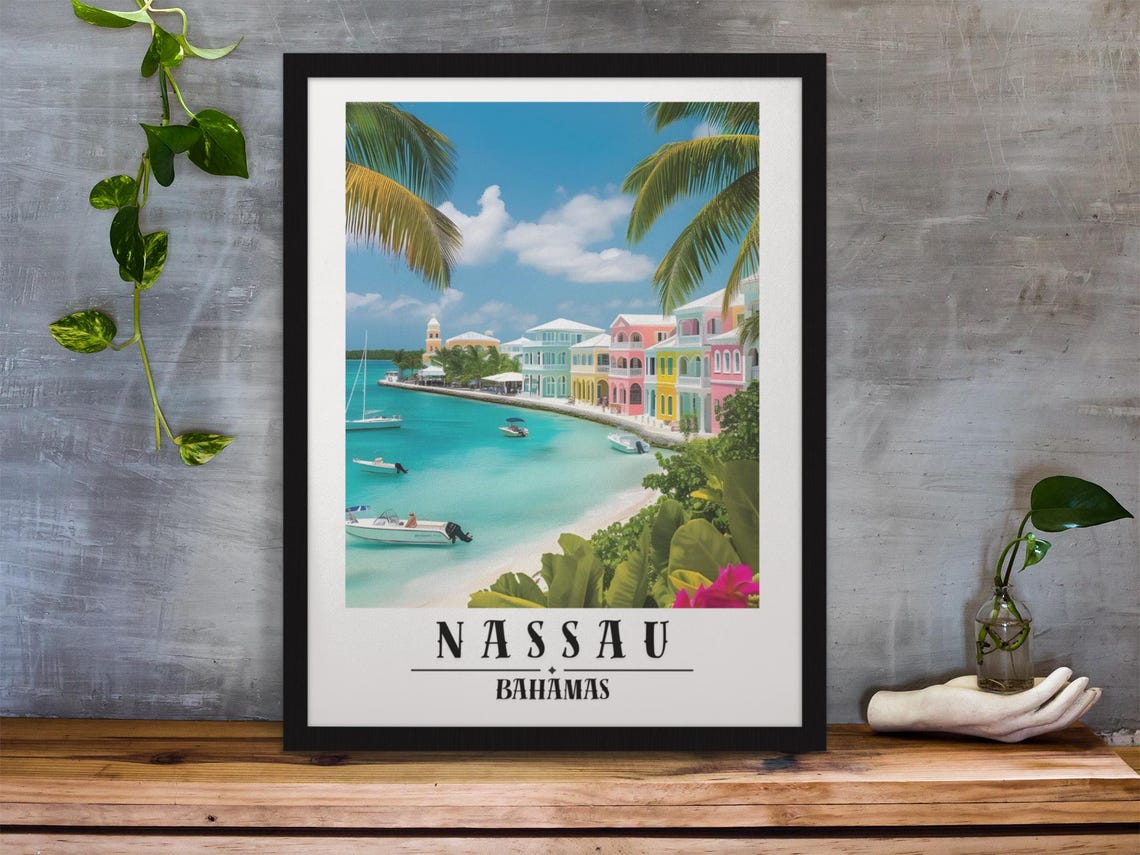 Nassau Bahamas Travel Poster Nassau Bahamas Wall Art Nassau Bahamas Print Nassau Bahamas Rolled Poster Nassau Bahamas Poster Nassau Art