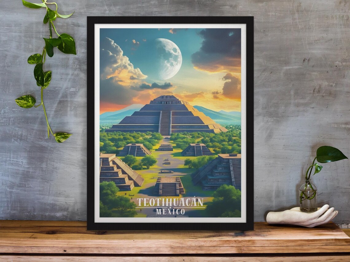 Teotihuacan Mexico Travel Poster Wall Art Print