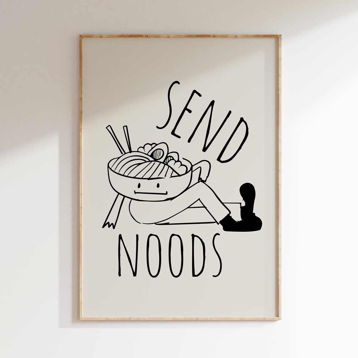 Send Noods Print Funny Wall Art Minimalist Poster Line Drawing
