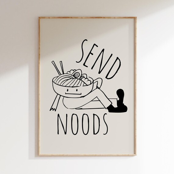 Send Noods Print Funny Wall Art Minimalist Poster Line Drawing