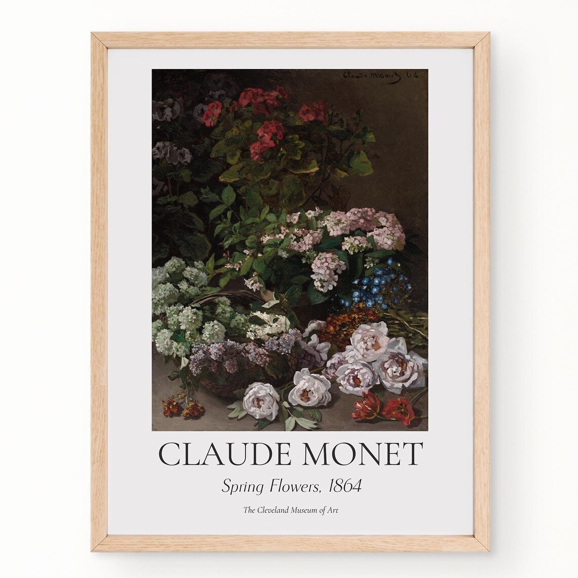 Monet Spring Flowers 1864 Dark Floral Still Life Bouquet Art Poster
