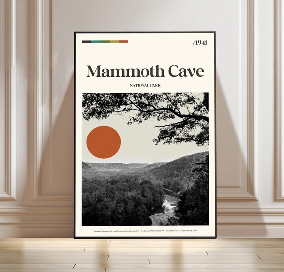 Mammoth Cave National Park 1941 Vintage Travel Poster Minimalist Art