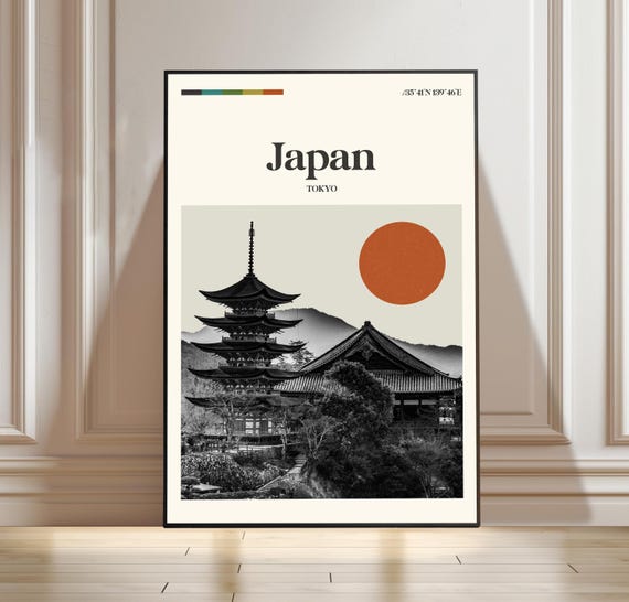 Japan Poster Travel Tokyo Print Cityscape Gift Cherry Blossom Wall Art
