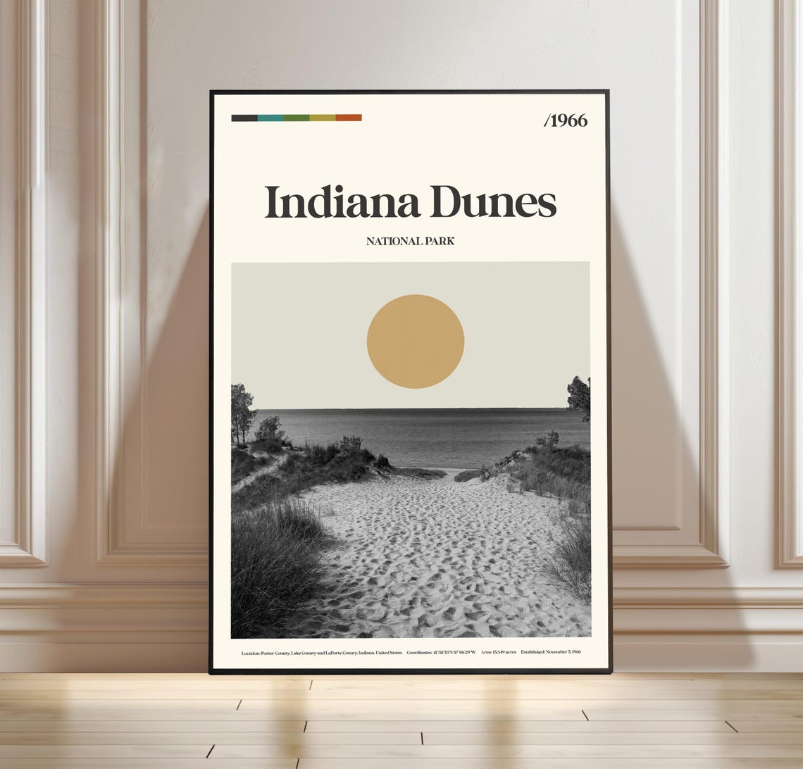 Indiana Dunes National Park 1966 Retro Minimalist Travel Poster