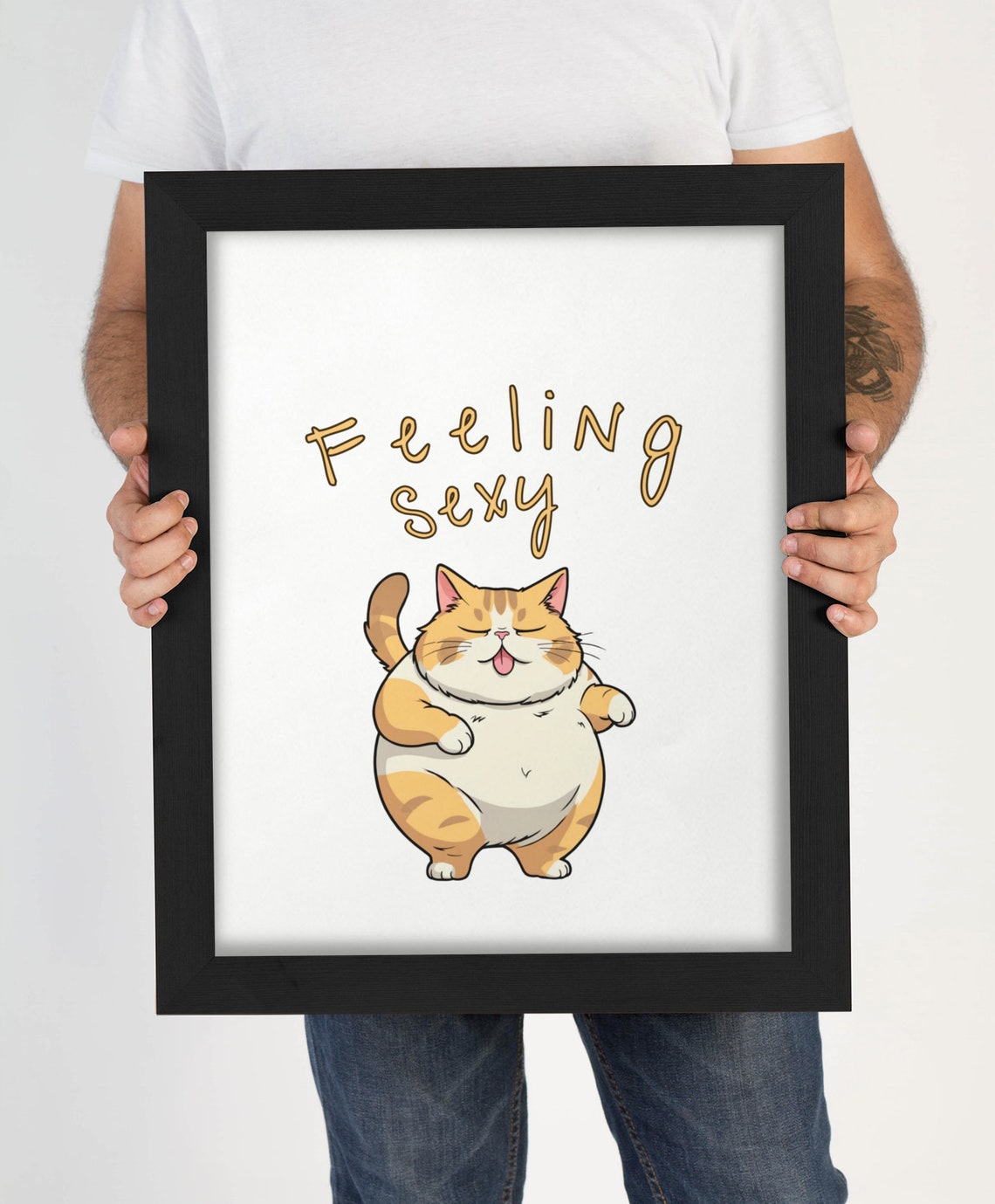 Feeling Sexy Funny Chubby Orange Cat Dancing Cartoon Animal Poster - Image 4