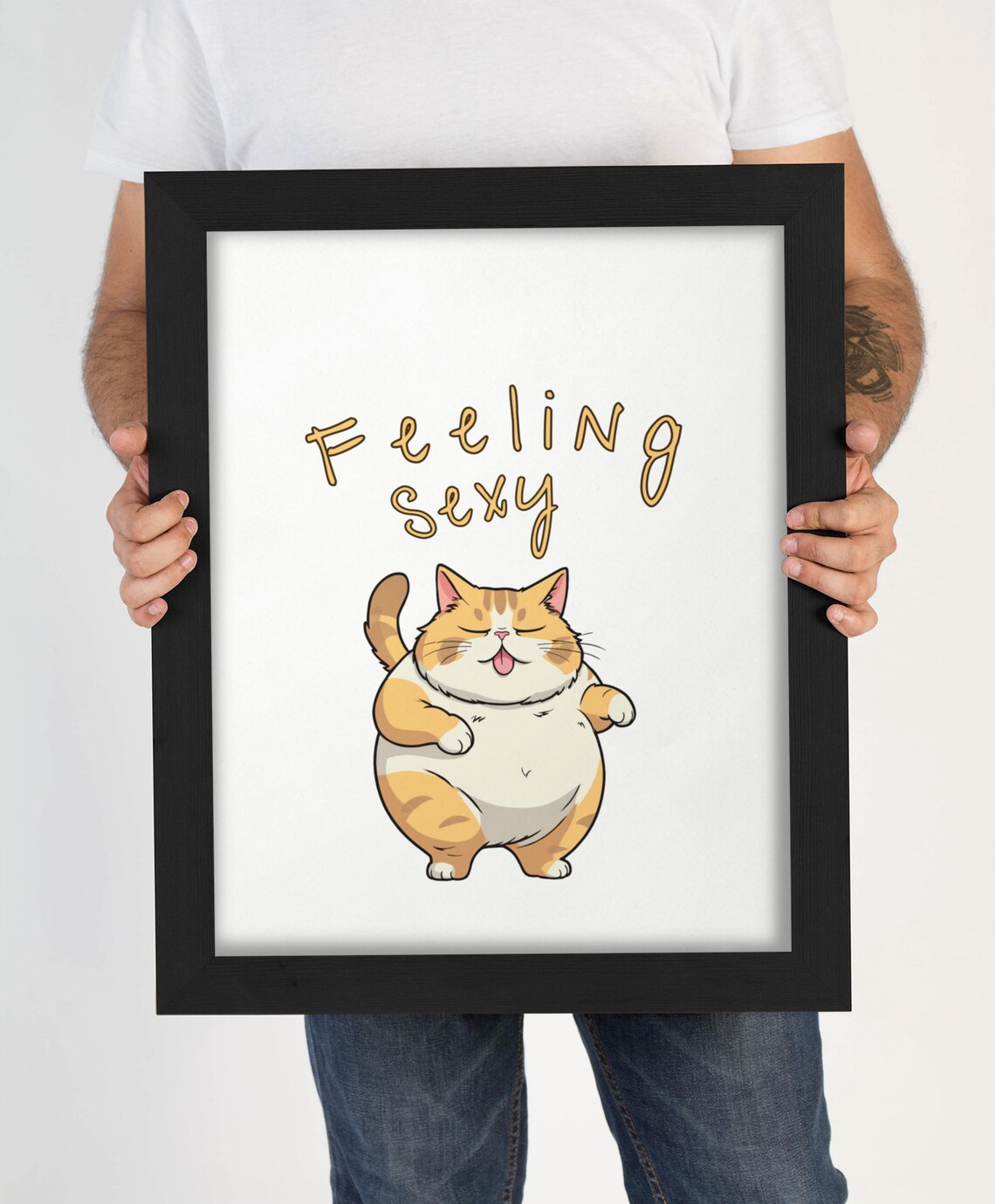 Sexy Cat Illustration Print Silly Cat Art Posters Meme Prints Funny Cat Lover Art Animal Art Print Nursery Room Art Girls Room Decor - Image 4