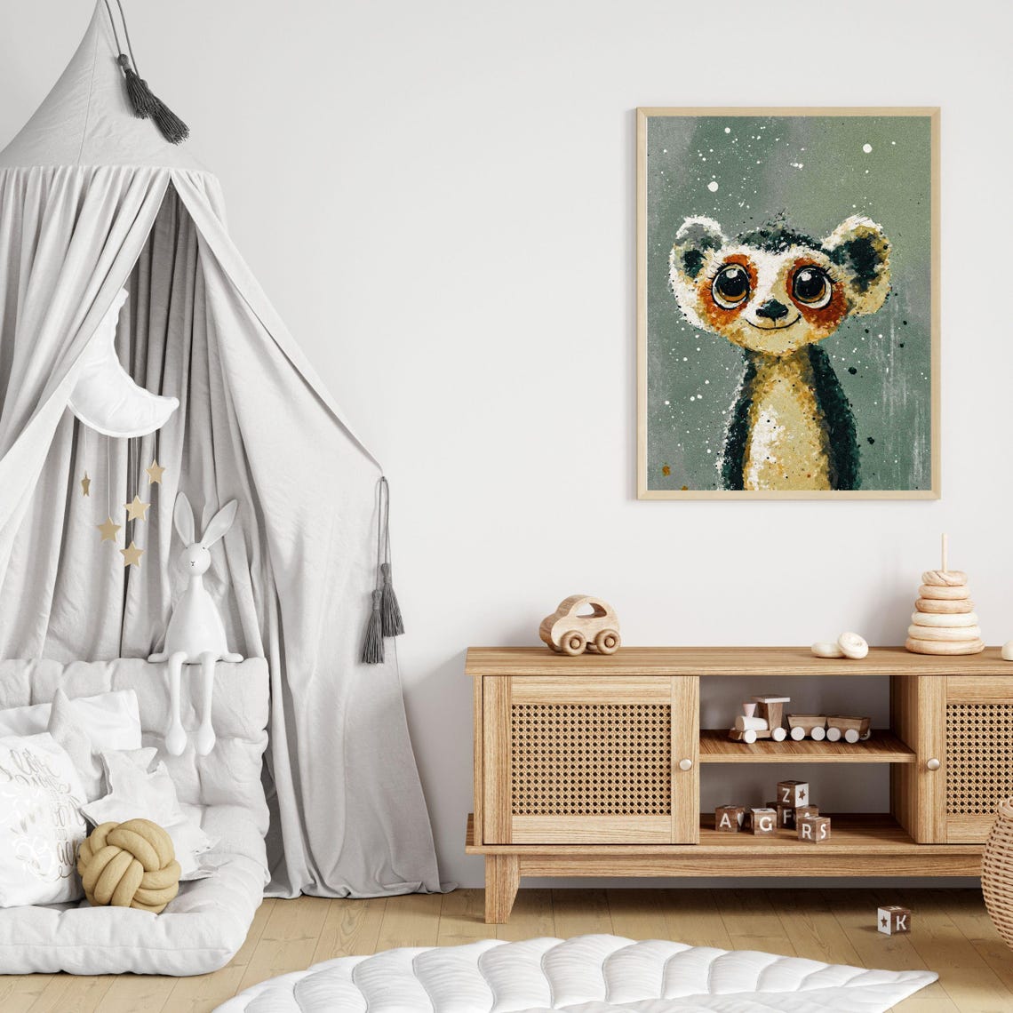 Curious Lemur Framed Art Print Kids Room Decor Madagascar Animal Wall Art Nursery Art Baby Shower Gift Jungle Animal Illustrated - Image 3