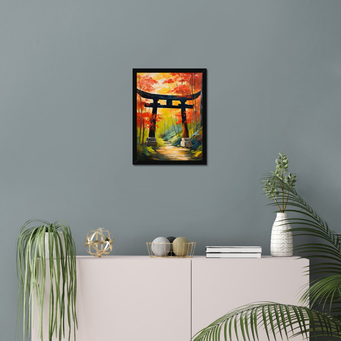 Torii Gate Autumn Maple Forest Path Japanese Zen Garden Travel Poster - Image 2