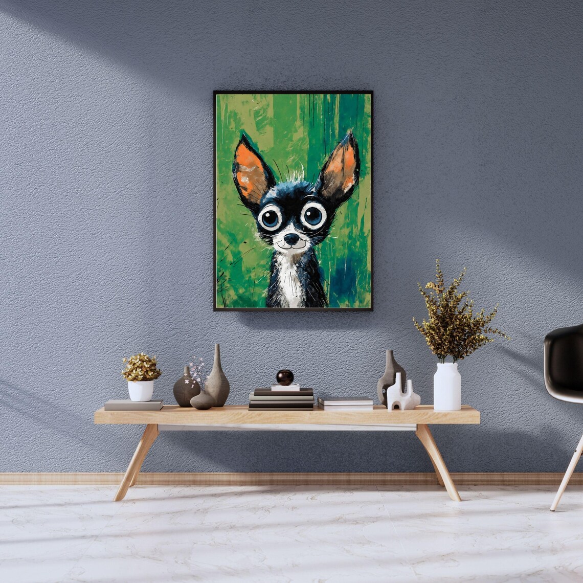Fun Black Chihuahua Art Print Big Eyed Dog Portrait Tiny Dog Breed Art Kids Room Decor Nursery Wall Art Dog Mom Gift 8x10 24x36 - Image 4