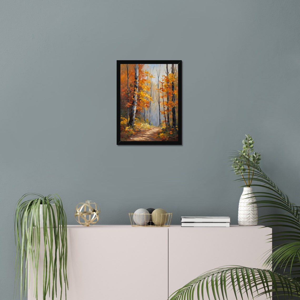 Autumn Forest Path Golden Birch Trees Fall Foliage Nature Poster - Image 3