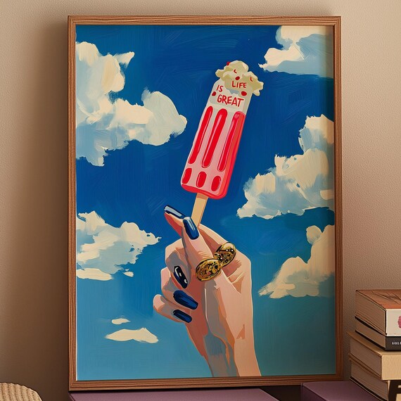 Life Is Great Red Popsicle Against Blue Sky Pop Art Kitsch Wall Art