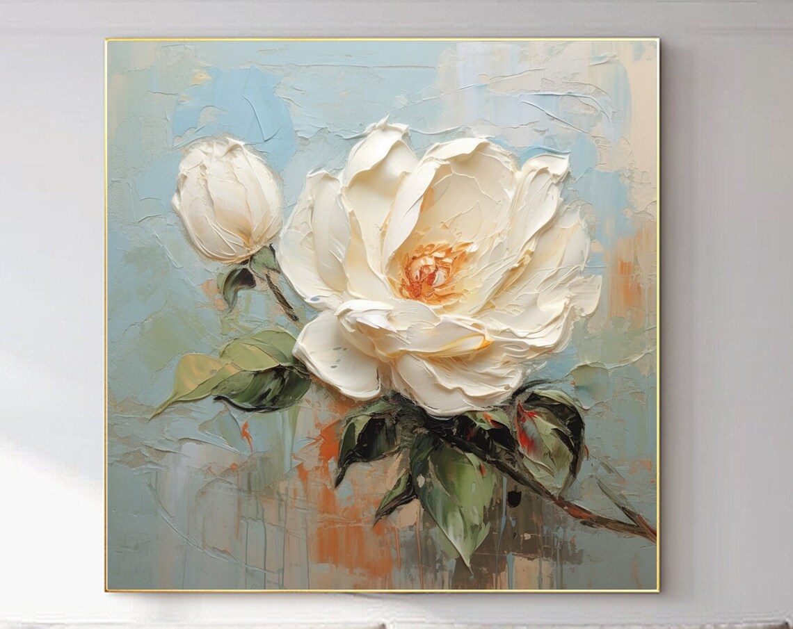 Custom Large White Flower, Abstract Minimalist Art Print