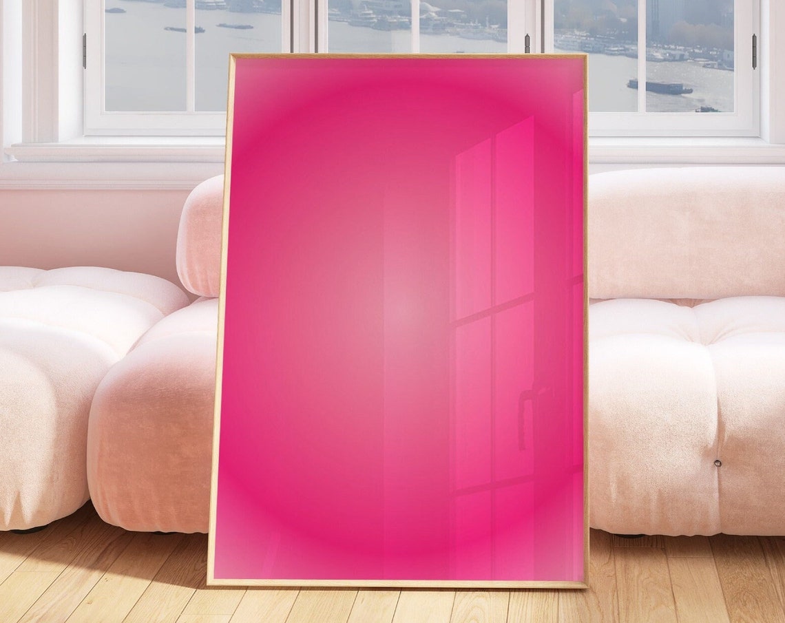 Pink Aura Gradient Minimalist Abstract Aesthetic Calm Bedroom Poster