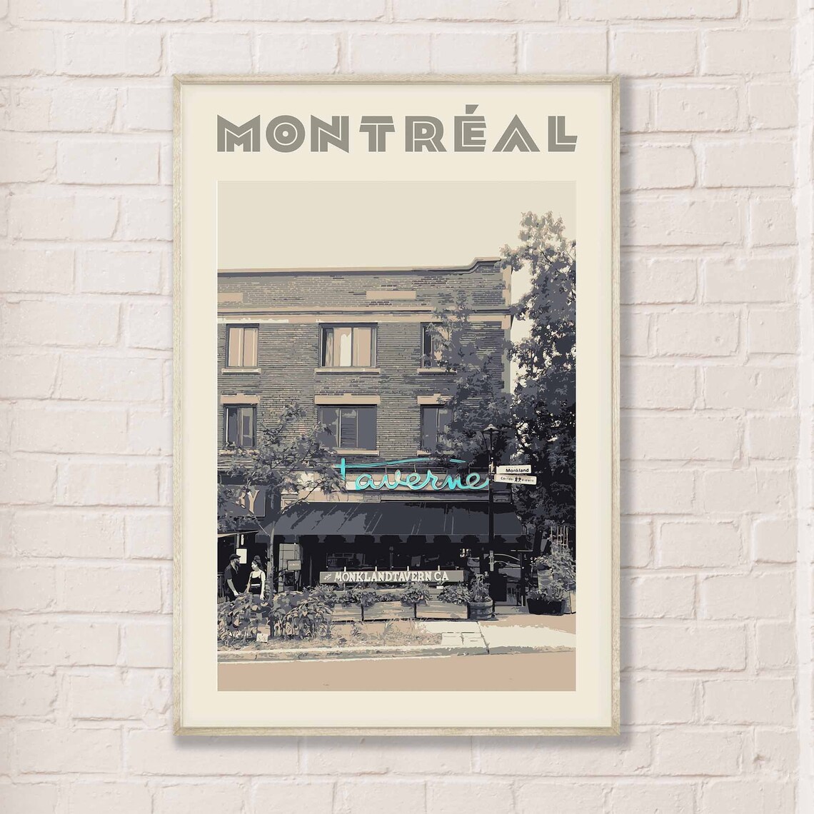 Montréal Taverne Vintage Street Brick Building Travel Poster