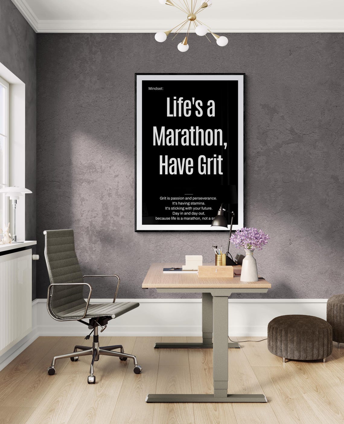 Life's a Marathon Have Grit Motivational Perseverance Poster - Image 2