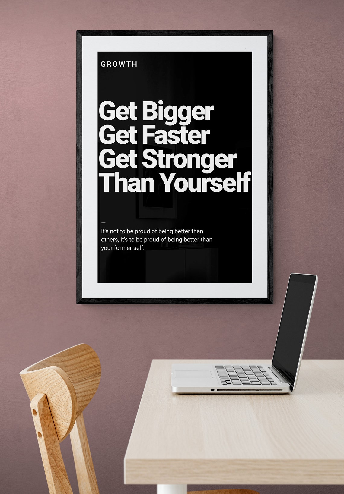Get Stronger Than Yourself Personal Growth Motivation Quote Poster - Image 2