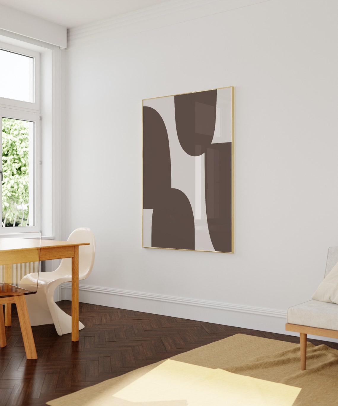 Minimalist Brown Cream Arched Shapes Abstract Warm Neutral Wall Art - Image 2