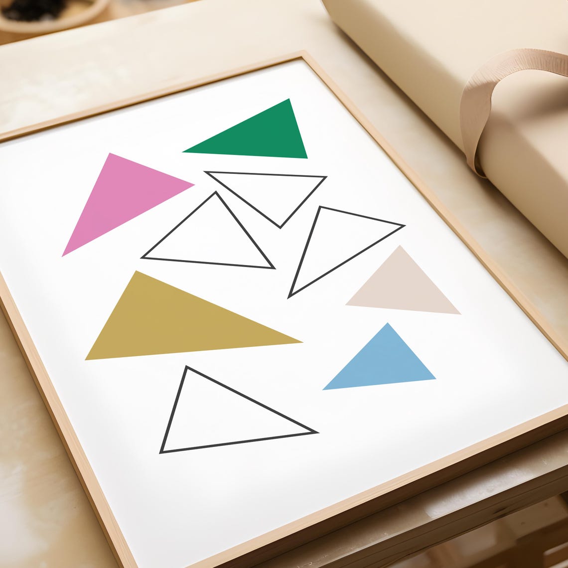 Colorful Mid Century Triangles Minimalist Geometric Art Poster - Image 2