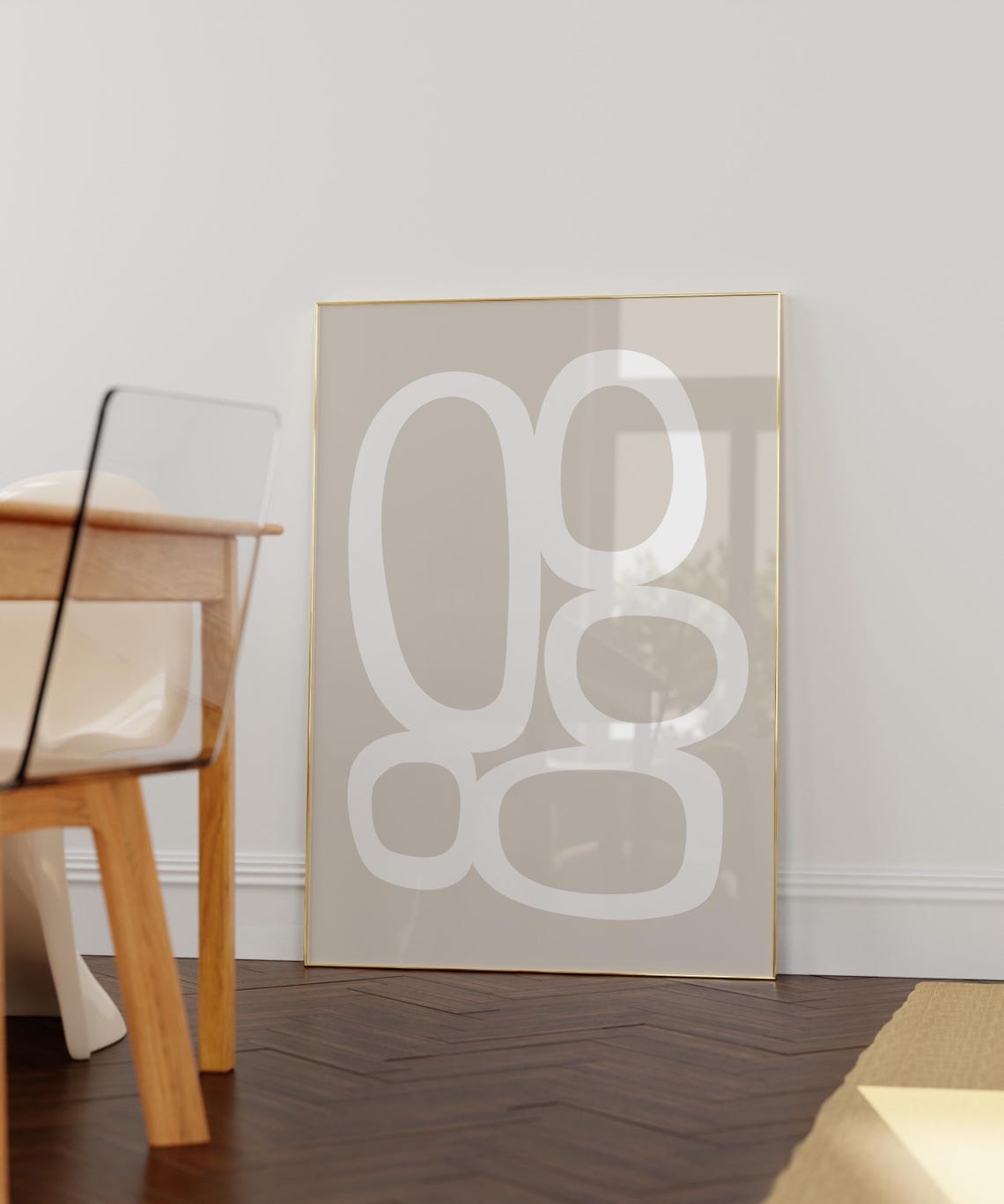 Soft Beige White Organic Circles Minimalist Abstract Wall Art