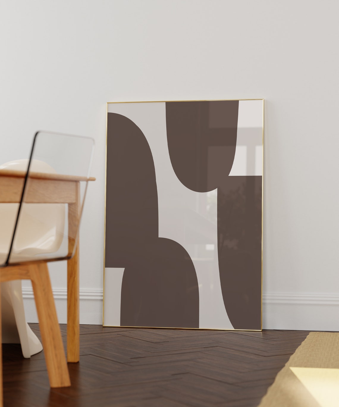 Minimalist Brown Cream Arched Shapes Abstract Warm Neutral Wall Art - Image 3
