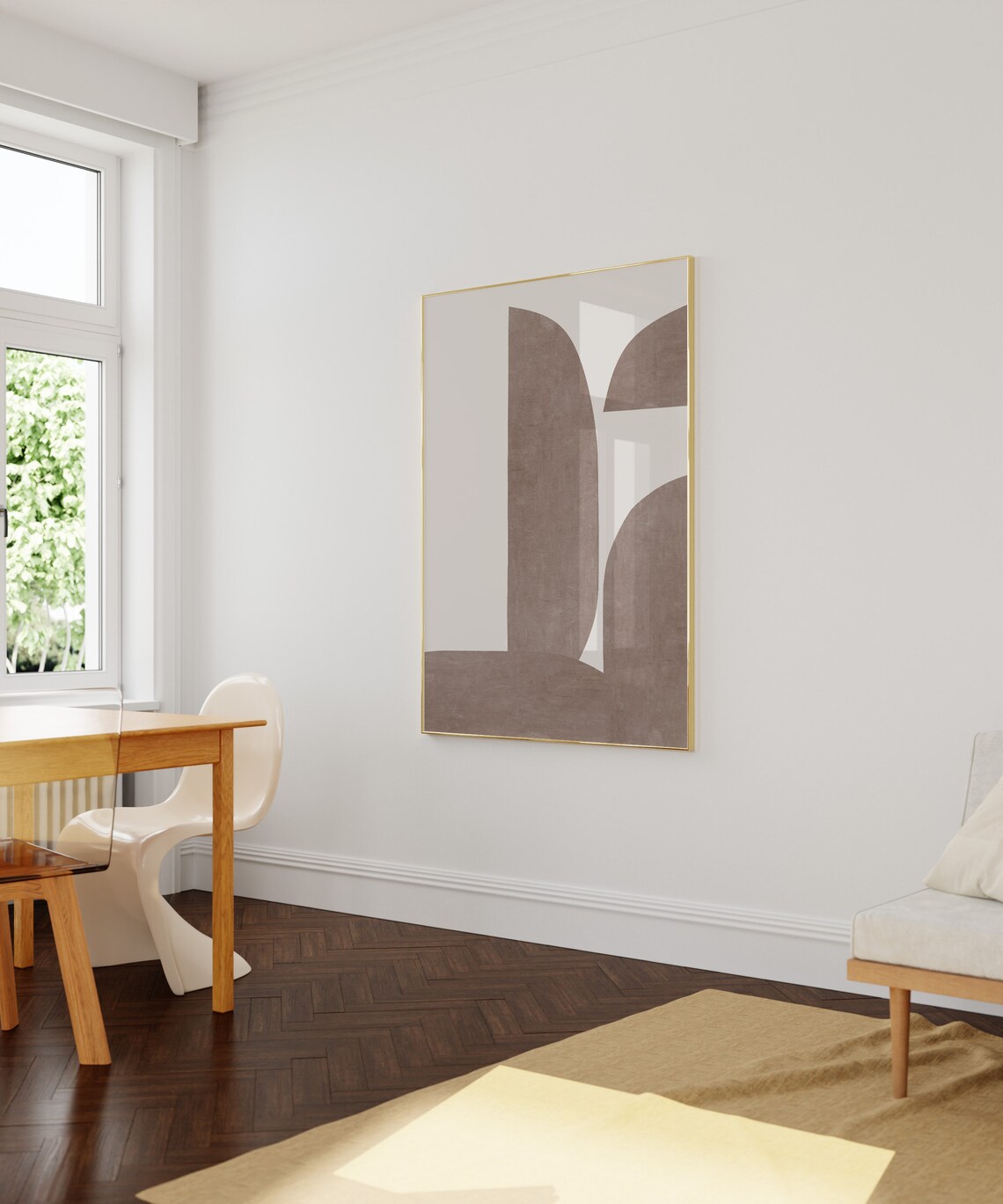 Modern Nude Brown Minimalist Poster, Contemporary Art - Image 3