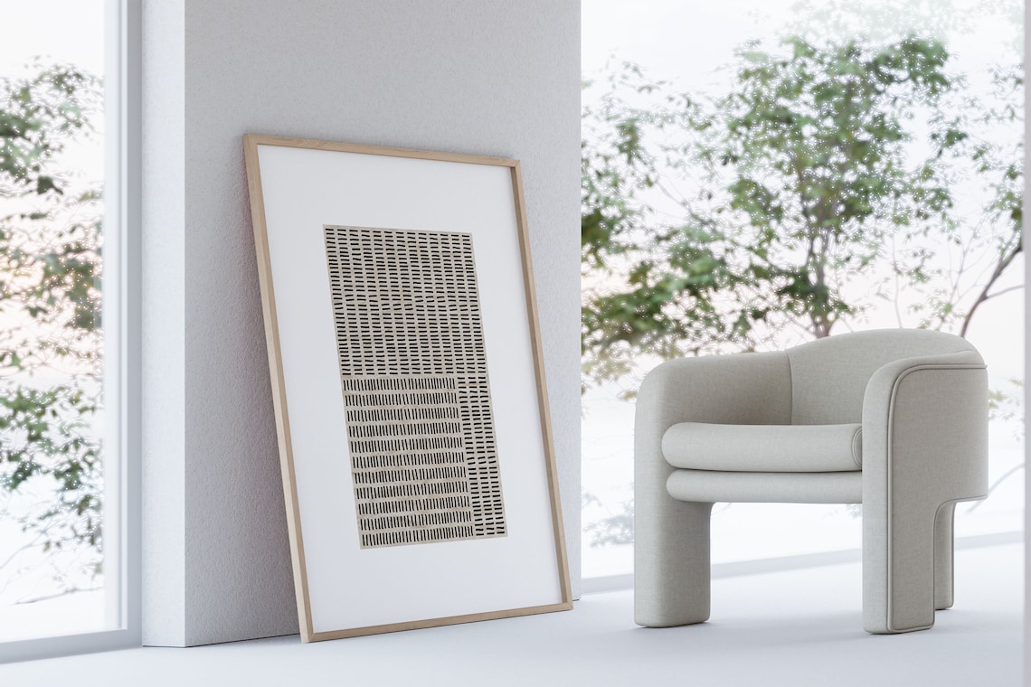 Beige Abstract Minimalist Wall Art, Japandi Poster - Image 2