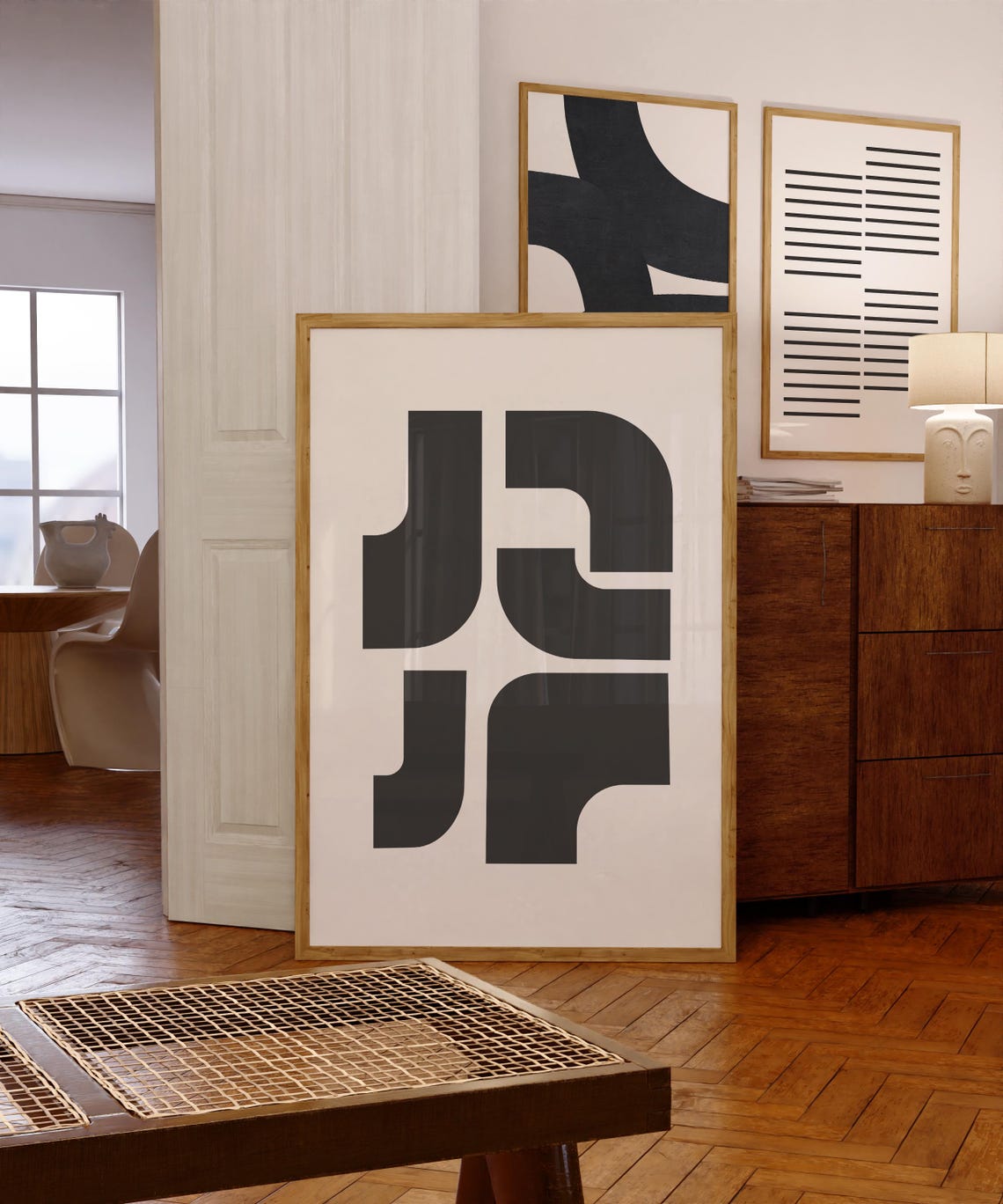 Black Geometric Arch Shapes Minimalist Abstract Artwork Poster
