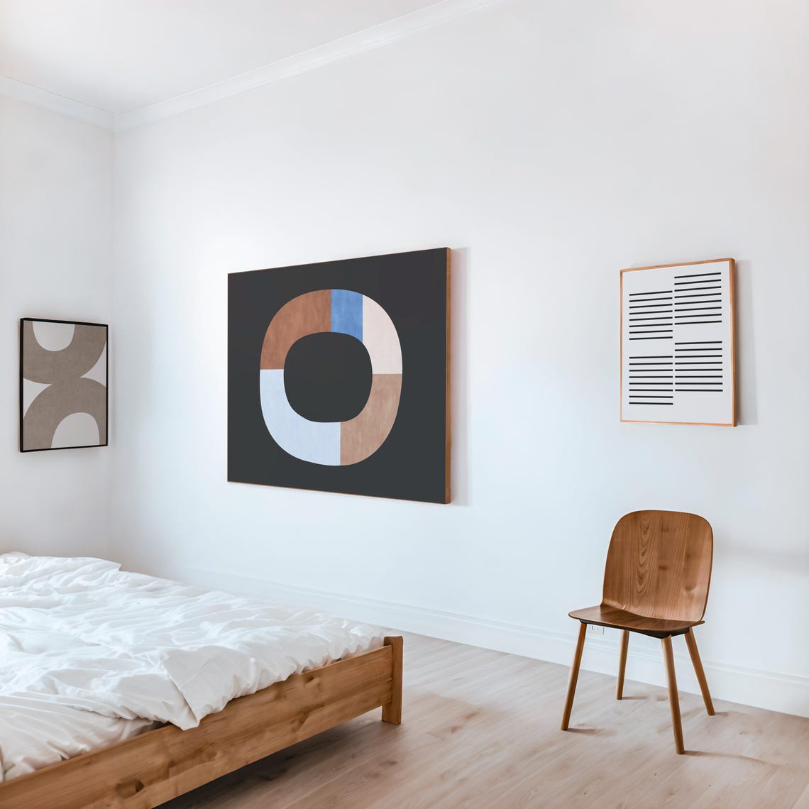 Terracotta Blue White Color Block O Ring Charcoal Art Poster - Image 2