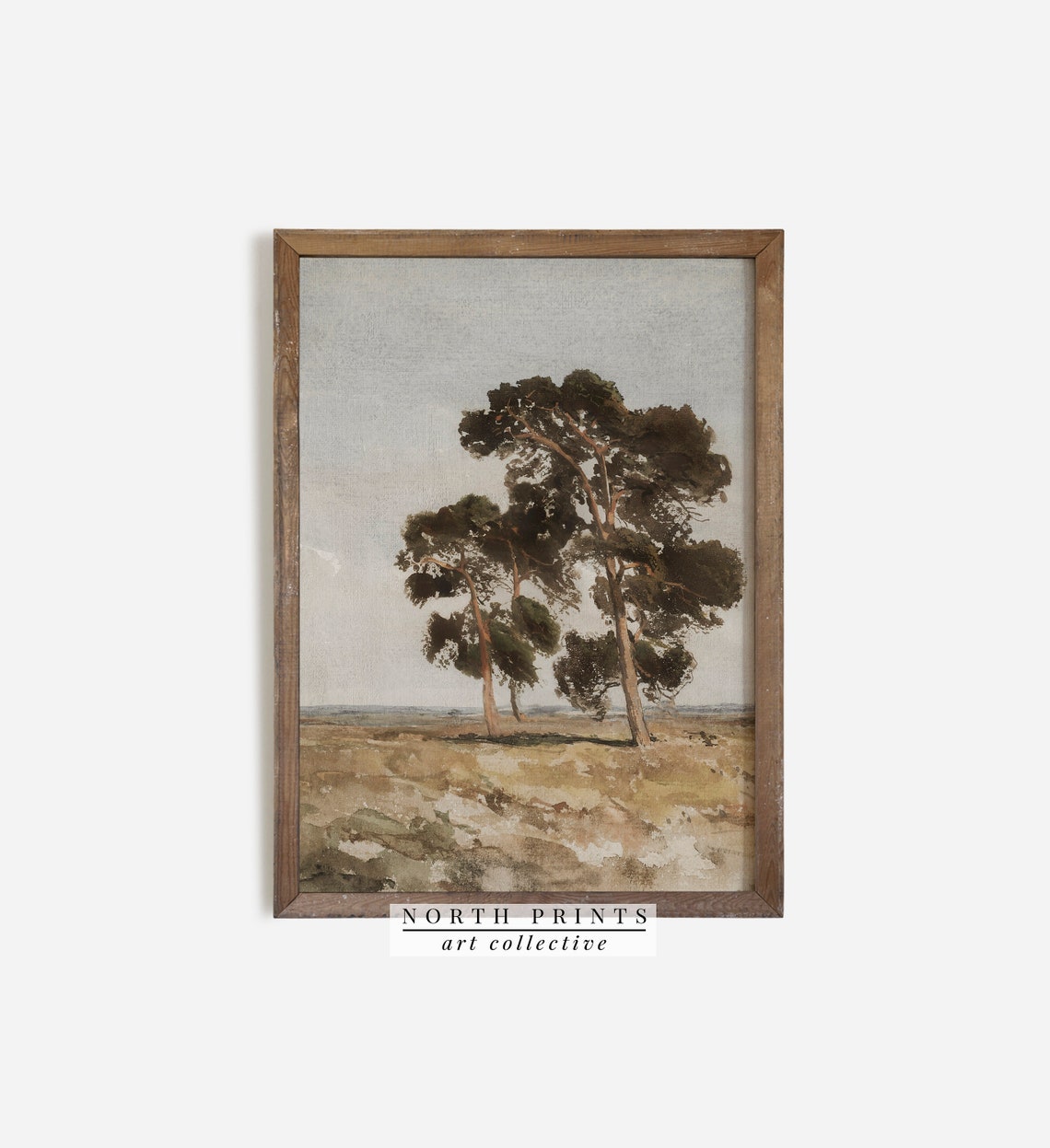 Rustic Country Landscape Painting Tall Pine Trees Meadow Poster - Image 3