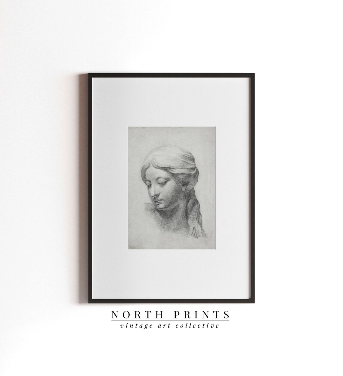 Vintage Female Portrait Study, Woman Sketch Art Print - Image 4