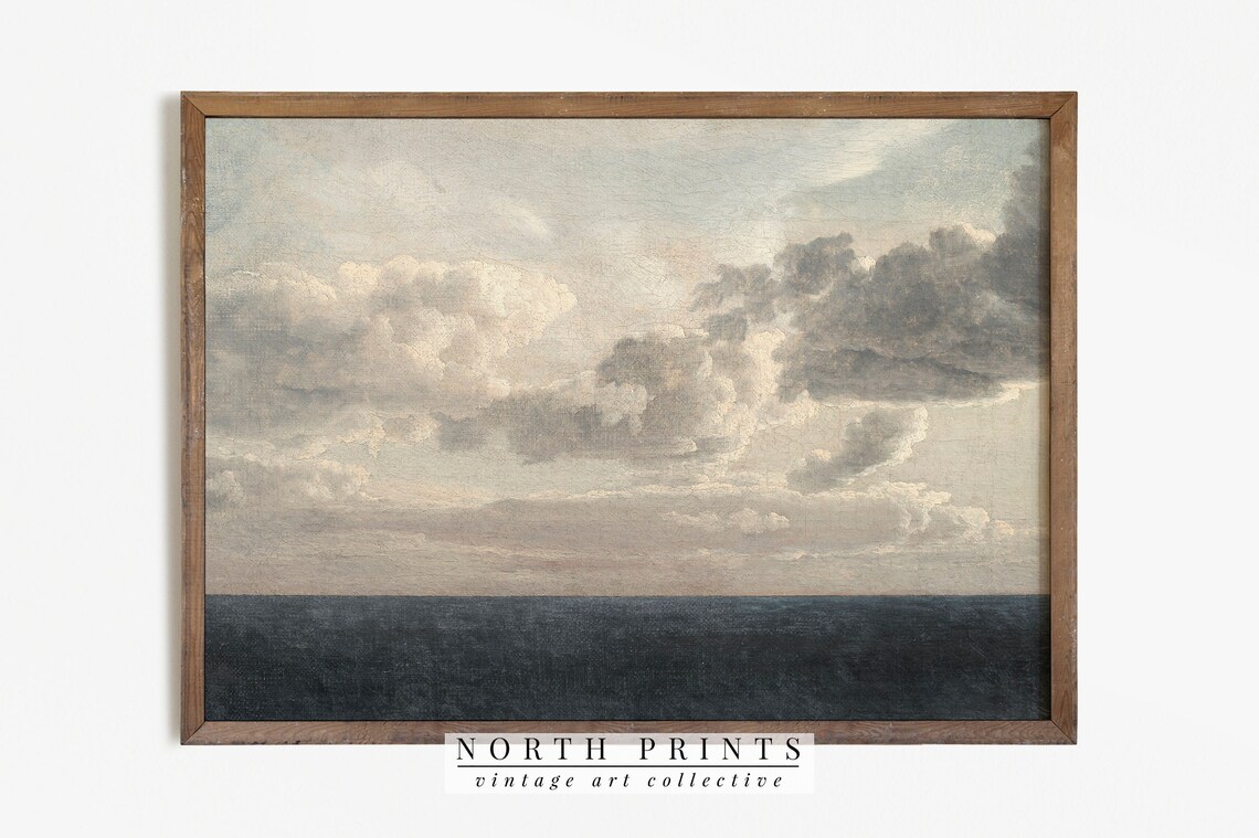 Ocean Horizon Vintage Art Print, Cloud Study
