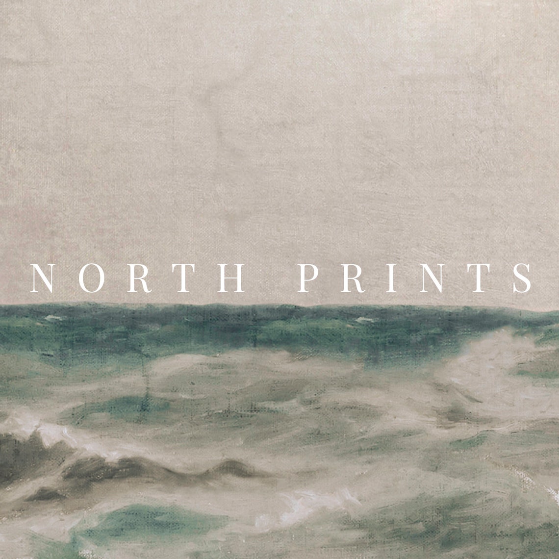 Moody Coastal Vintage Painting, Ocean Seascape Art Print - Image 2