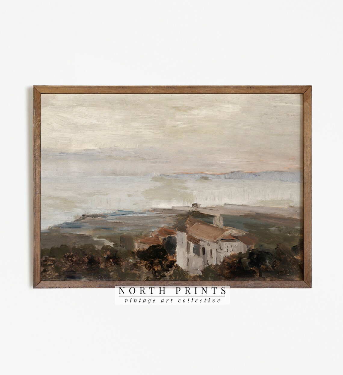 European Coastal Painting, Vintage Rustic Coastal Art Print - Image 2