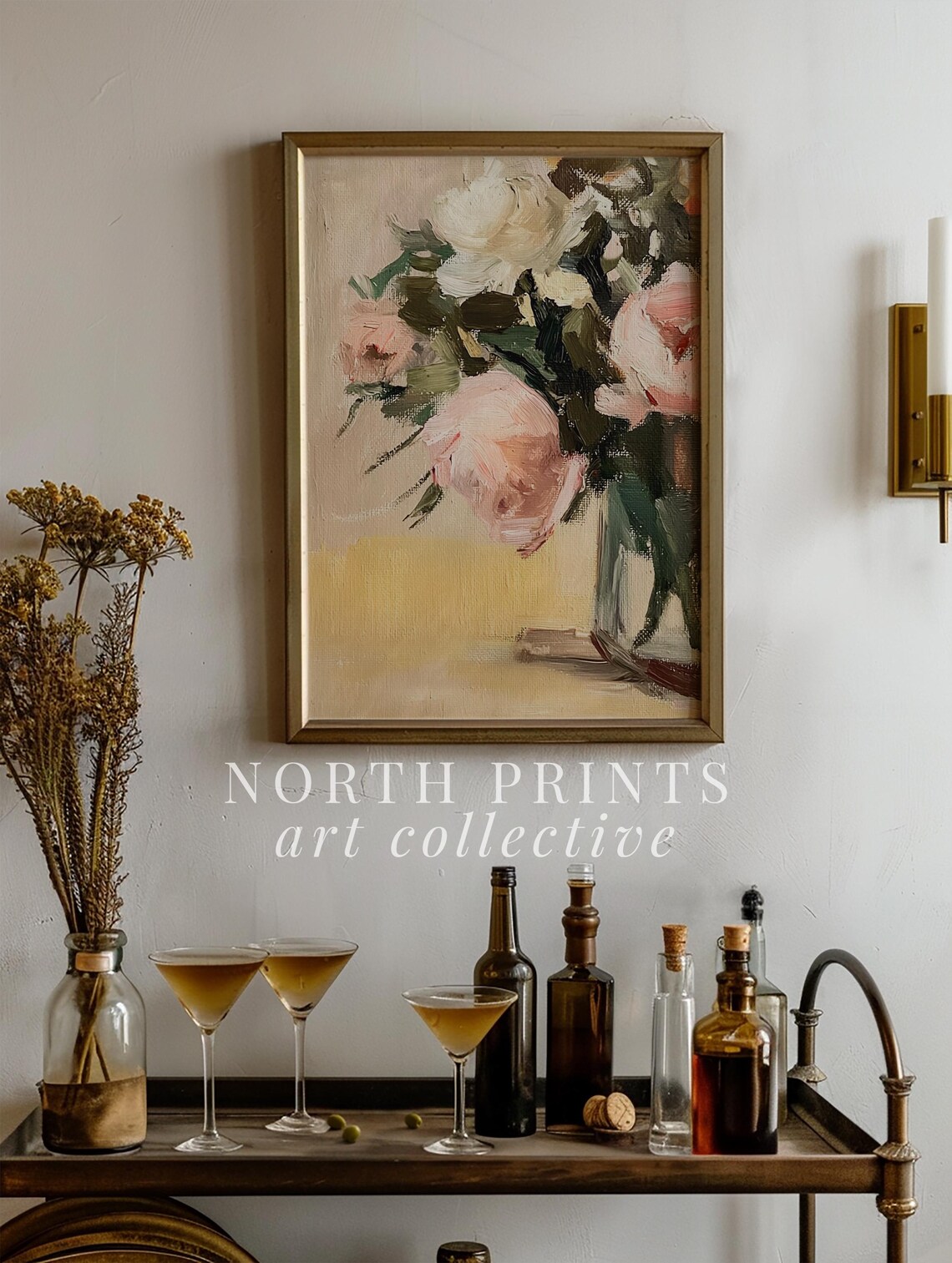Impressionist Floral Still Life Pink Roses Oil Painting Poster - Image 4