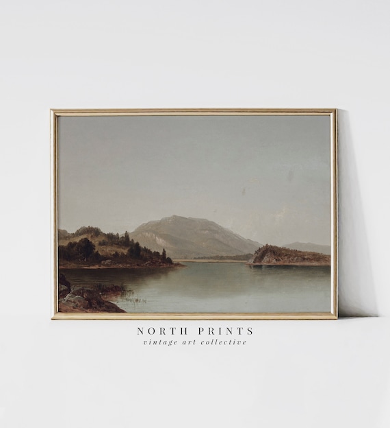 Vintage Lake Painting Landscape Wall Art Print