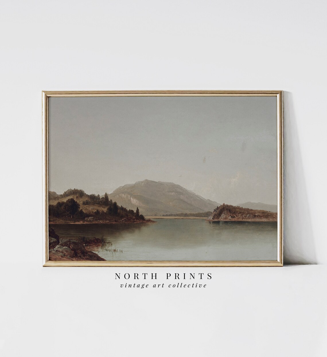Vintage Lake Painting Landscape Wall Art Print