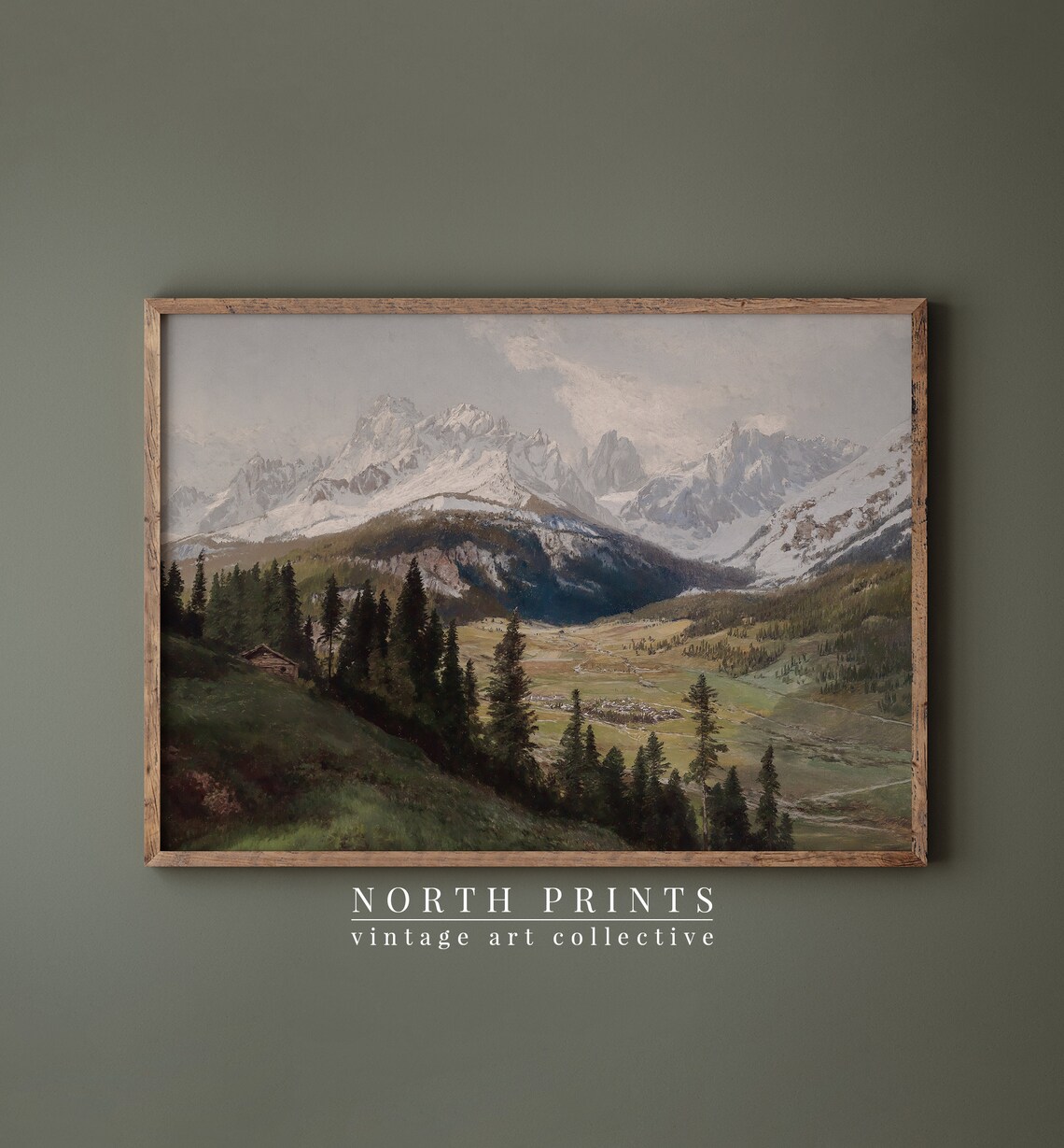 Rustic Mountain Painting Vintage Landscape Art Print - Image 3