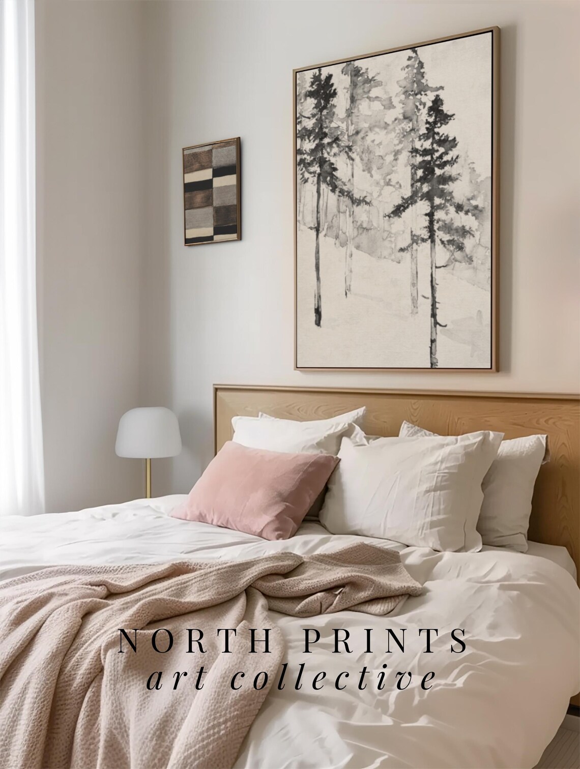 Neutral Winter Pine Tree Sketch, Minimalist Art Print - Image 2