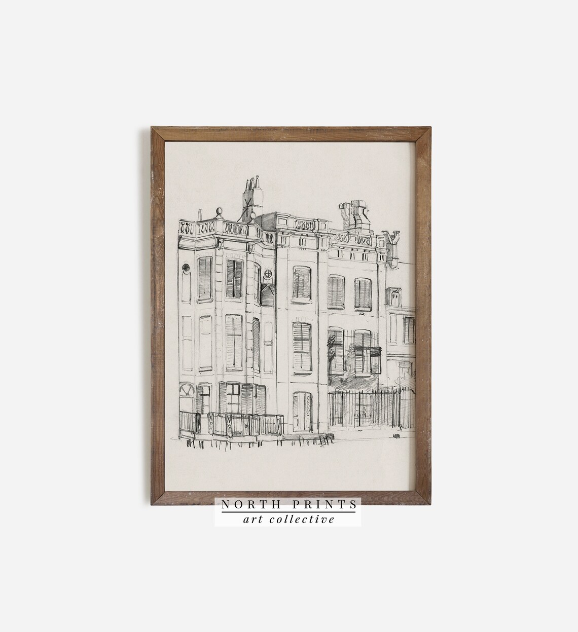 Vintage Minimalist Architecture Sketch Cityscape Art Print - Image 4