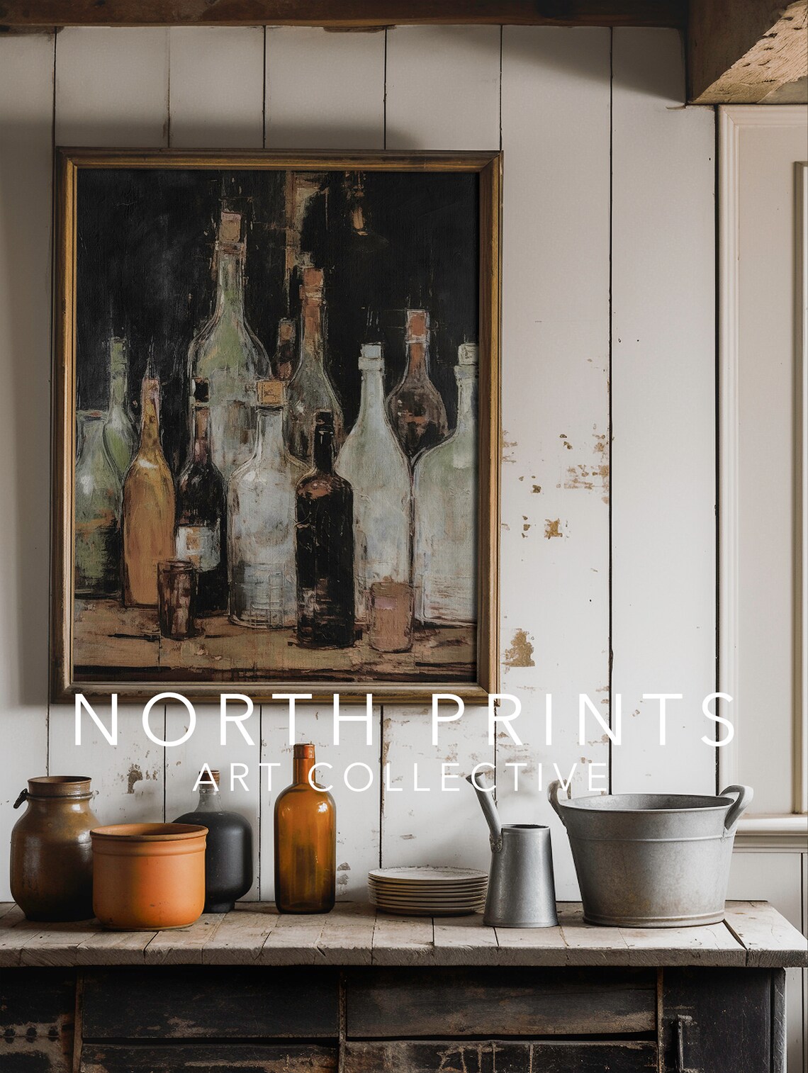 Abstract Bottle Vintage Fine Art Print, Dining Room - Image 4